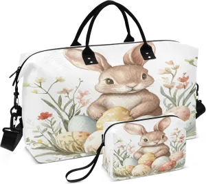 Cartoon Fairy Mushroom House Travel Duffel Bags Carry on Weekender Overnight Bag Large for Airplane with Toiletry Bag for Men Women