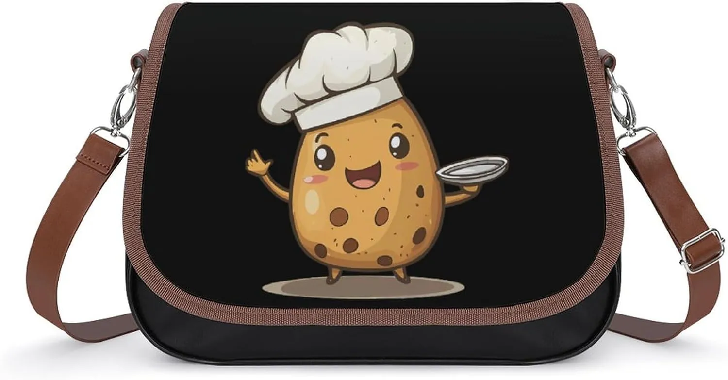 Cartoon Potato Chef Womens Messenger Crossbody Bags Small Shoulder Handbags Purse with Adjustable Strap