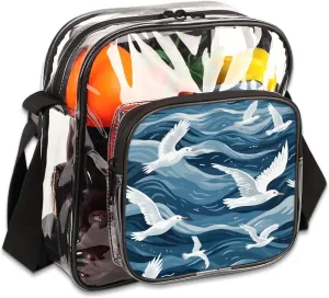 Cartoon Seagull Bird Clear Crossbody Purse Bag Clear Messenger Shoulder Bags for Men and Women Hiking Concerts See Through Transparent Purse
