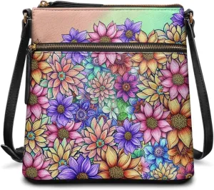 Casual Crossbody Bags for Women PU Shoulder Purse Bag Lightweight Messenger Bag with Zipper for Travel Shopping