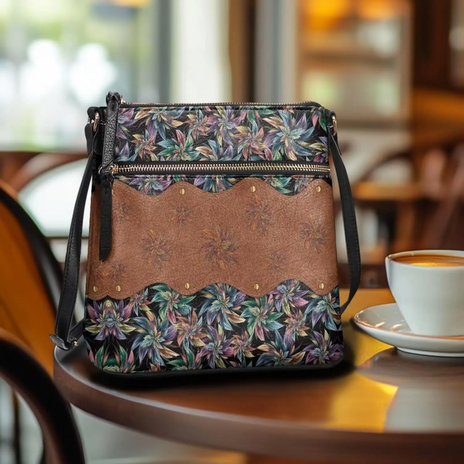 Casual Crossbody Bags for Women PU Shoulder Purse Bag Lightweight Messenger Bag with Zipper for Travel Shopping