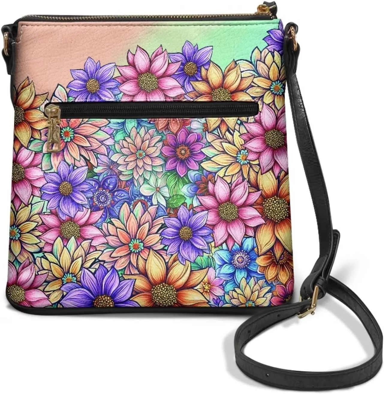 Casual Crossbody Bags for Women PU Shoulder Purse Bag Lightweight Messenger Bag with Zipper for Travel Shopping