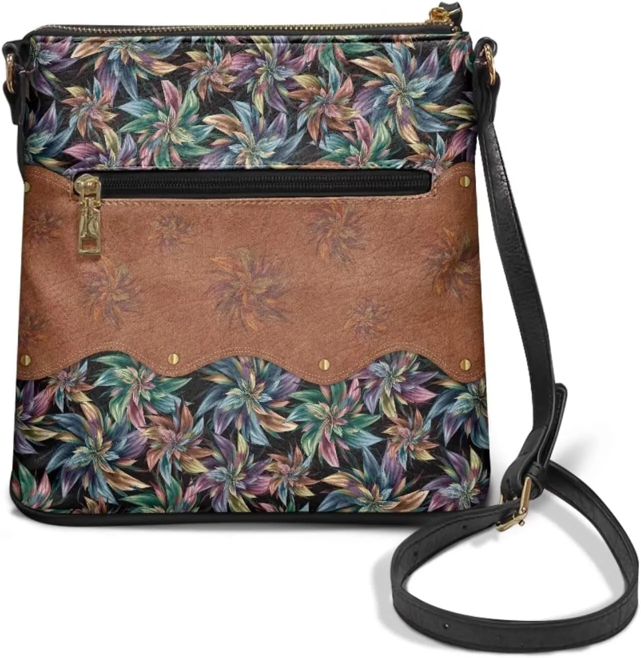 Casual Crossbody Bags for Women PU Shoulder Purse Bag Lightweight Messenger Bag with Zipper for Travel Shopping