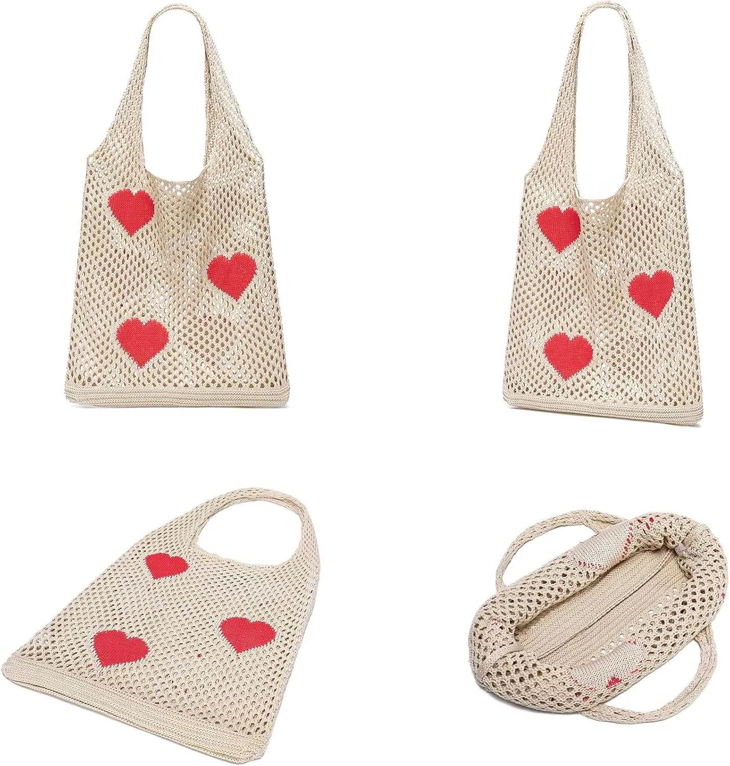 CATMICOO Crochet Beach Bag Tote: Small Knit Bag Summer Shoulder Bag for Vacation