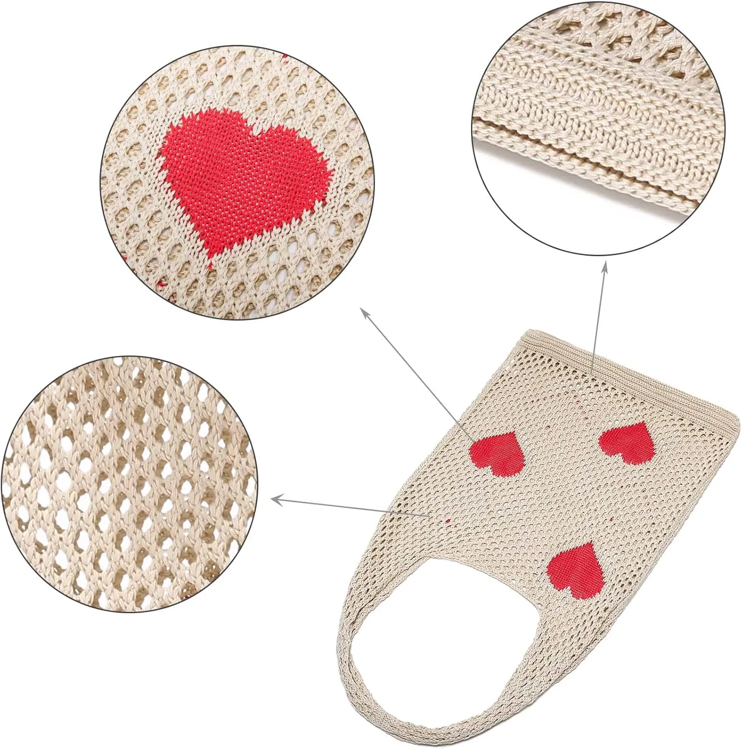 CATMICOO Crochet Beach Bag Tote: Small Knit Bag Summer Shoulder Bag for Vacation