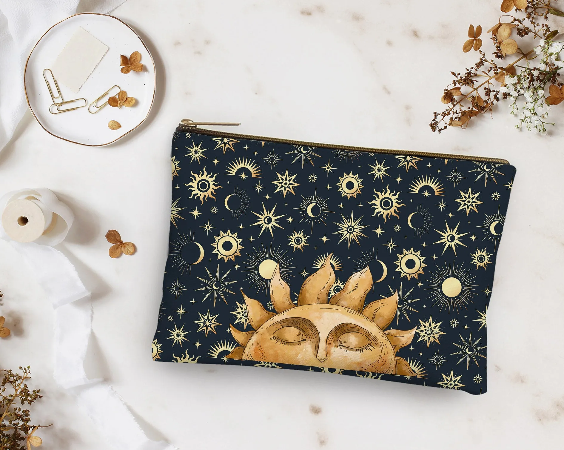 Celestial Pouch. Zipper Accessories Travel Documents Pouch pencil case, cosmetic and travel bags