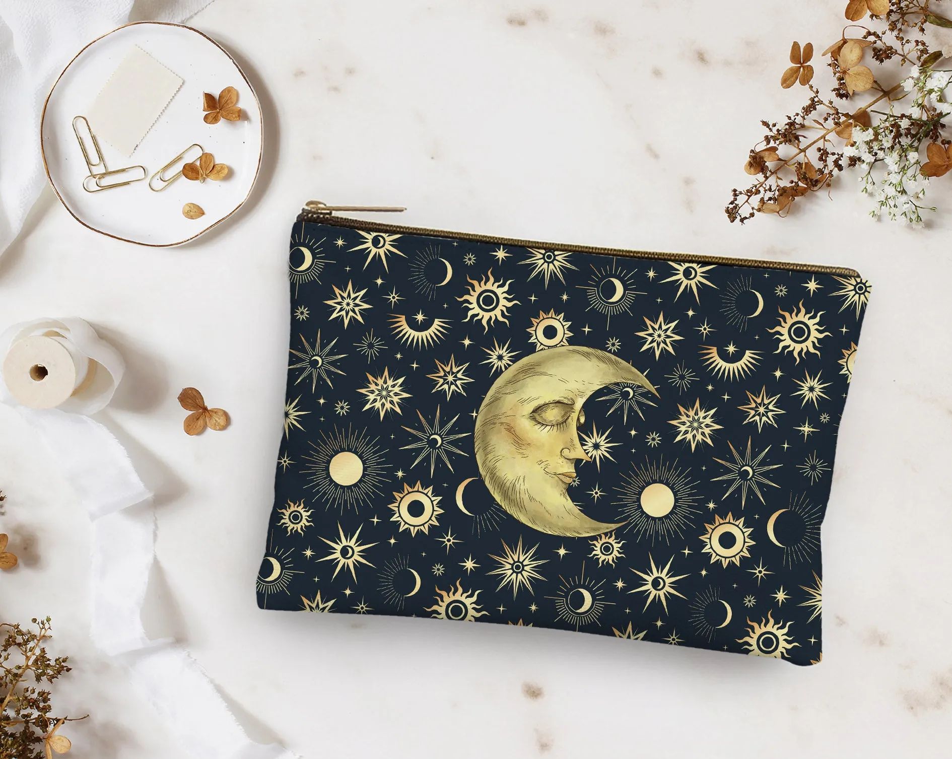 Celestial Pouch. Zipper Accessories Travel Documents Pouch pencil case, cosmetic and travel bags