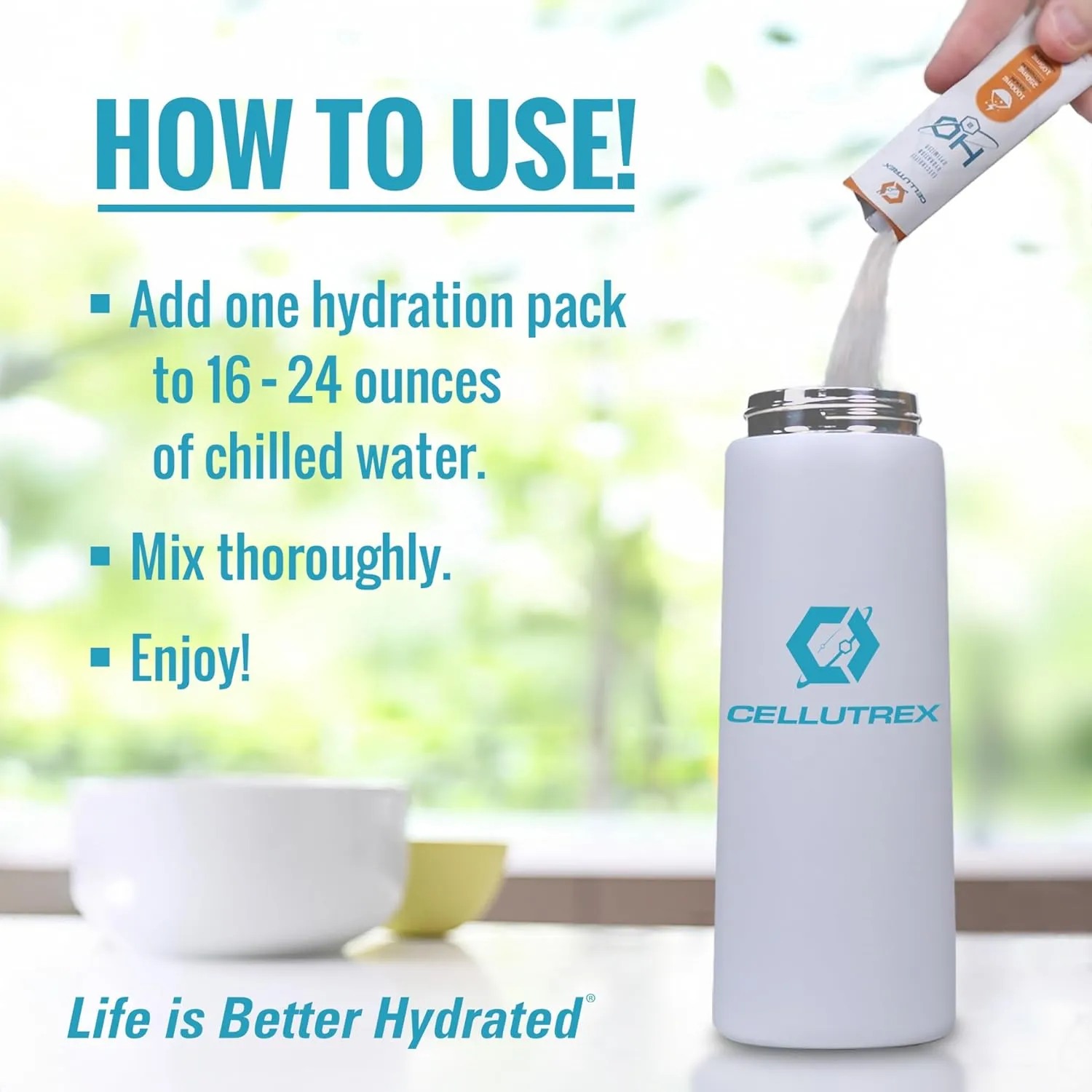 Cellutrex® H2O Electrolytes - Lemon Lime | Zero Sugar Electrolyte Powder Drink Mix | Natural Salt, Non-GMO Electrolytes for Workouts, Fasting, Wellness, and Travel | 20 Easy-Open Stick Packs