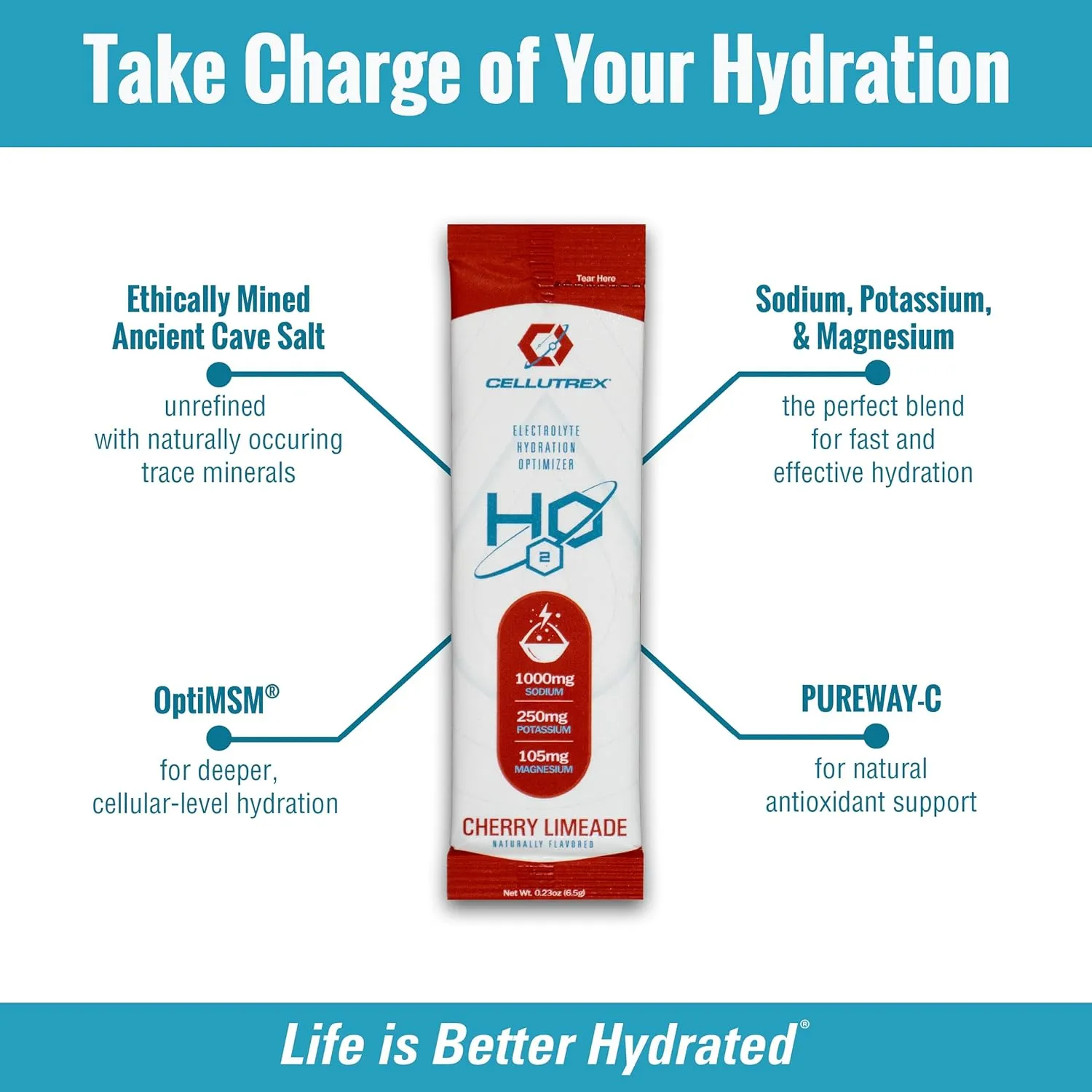 Cellutrex® H2O Electrolytes - Variety Pack | Zero Sugar Electrolyte Powder Drink Mix | Natural Salt, Non-GMO Electrolytes for Workouts, Fasting, Wellness, and Travel | 20 Easy-Open Stick Packs