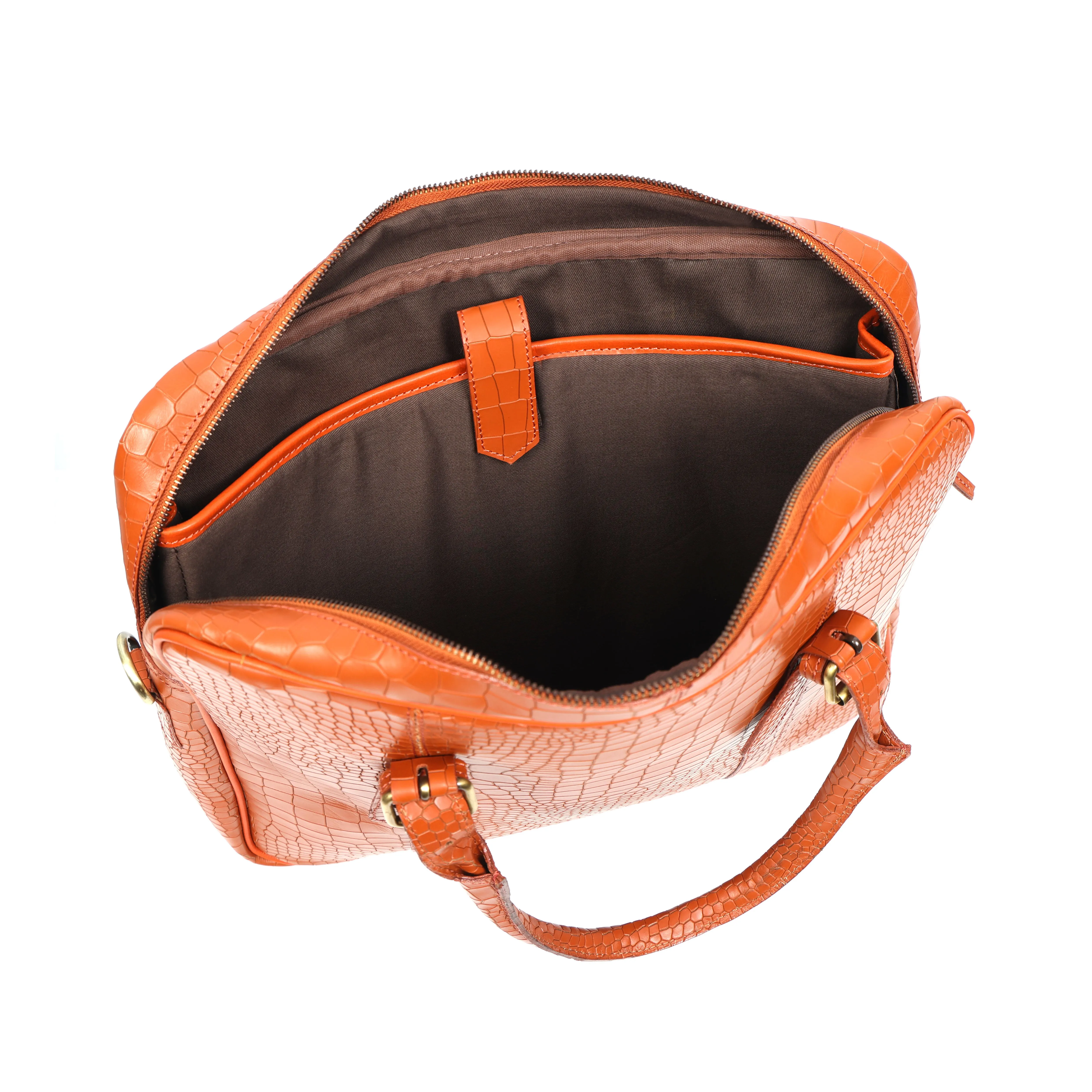 Celtic croco texture pure leather laptop bag for office use with holdall and shoulder strap,  Art: BG-1701