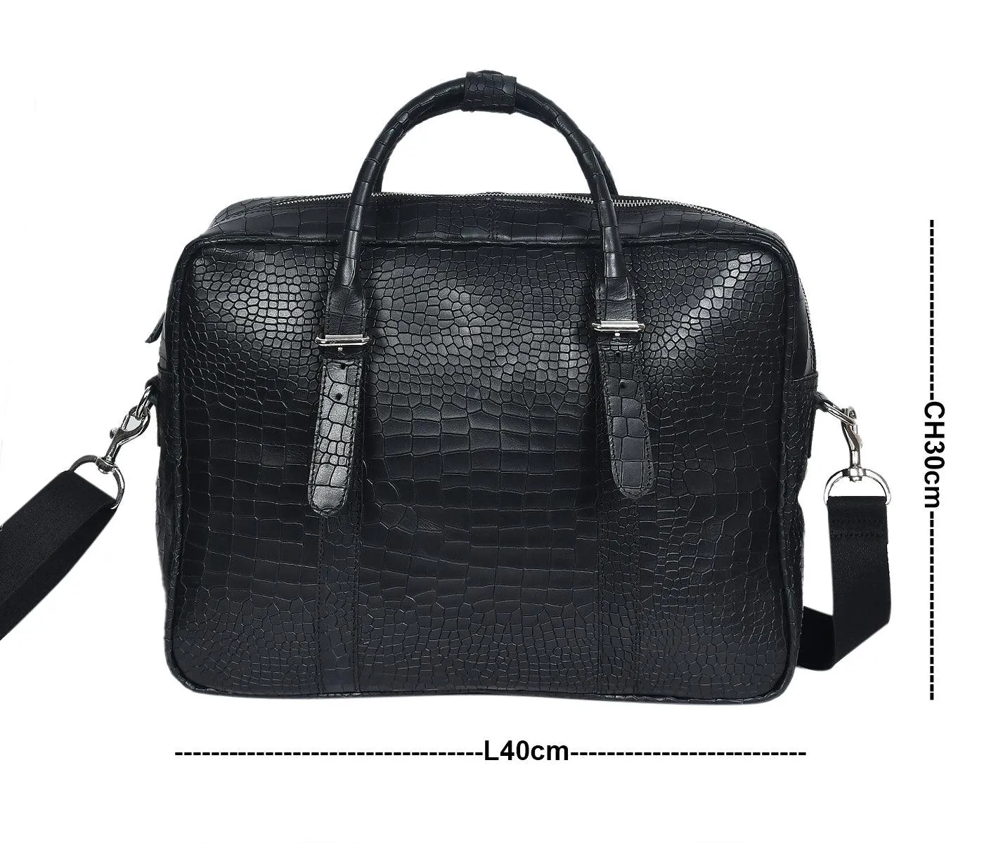 Celtic croco texture pure leather laptop bag for office use with holdall and shoulder strap,  Art: BG-1701