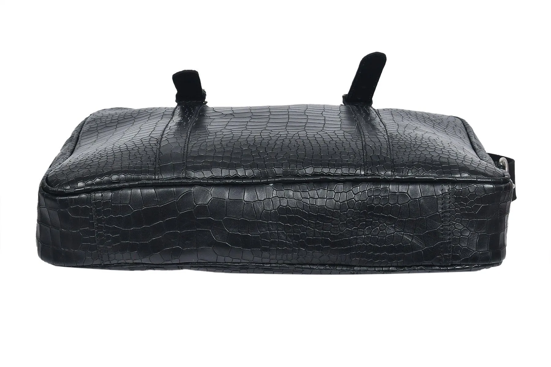 Celtic croco texture pure leather laptop bag for office use with holdall and shoulder strap,  Art: BG-1701