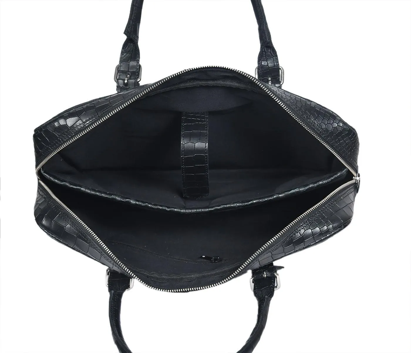 Celtic croco texture pure leather laptop bag for office use with holdall and shoulder strap,  Art: BG-1701