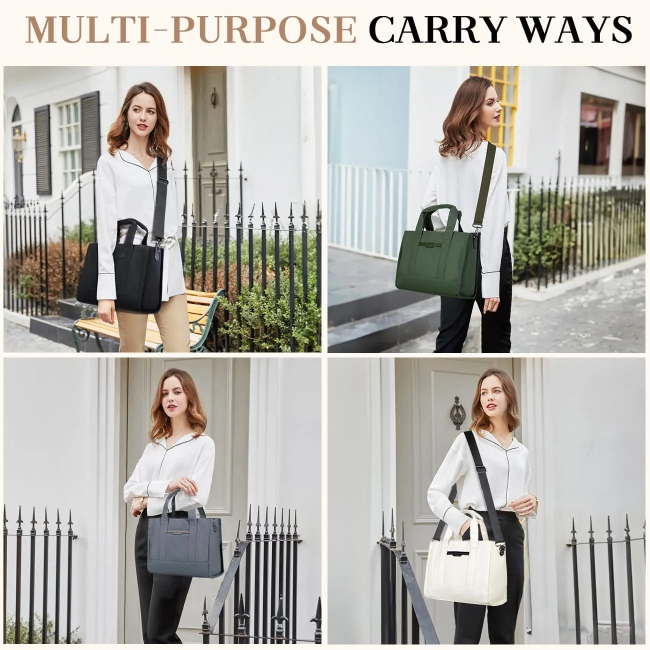 Chase Chic Canvas Tote Bag with Zipper for Women, Multi Pocket Shoulder Crossbody Handbag Bag with Compartments for Work