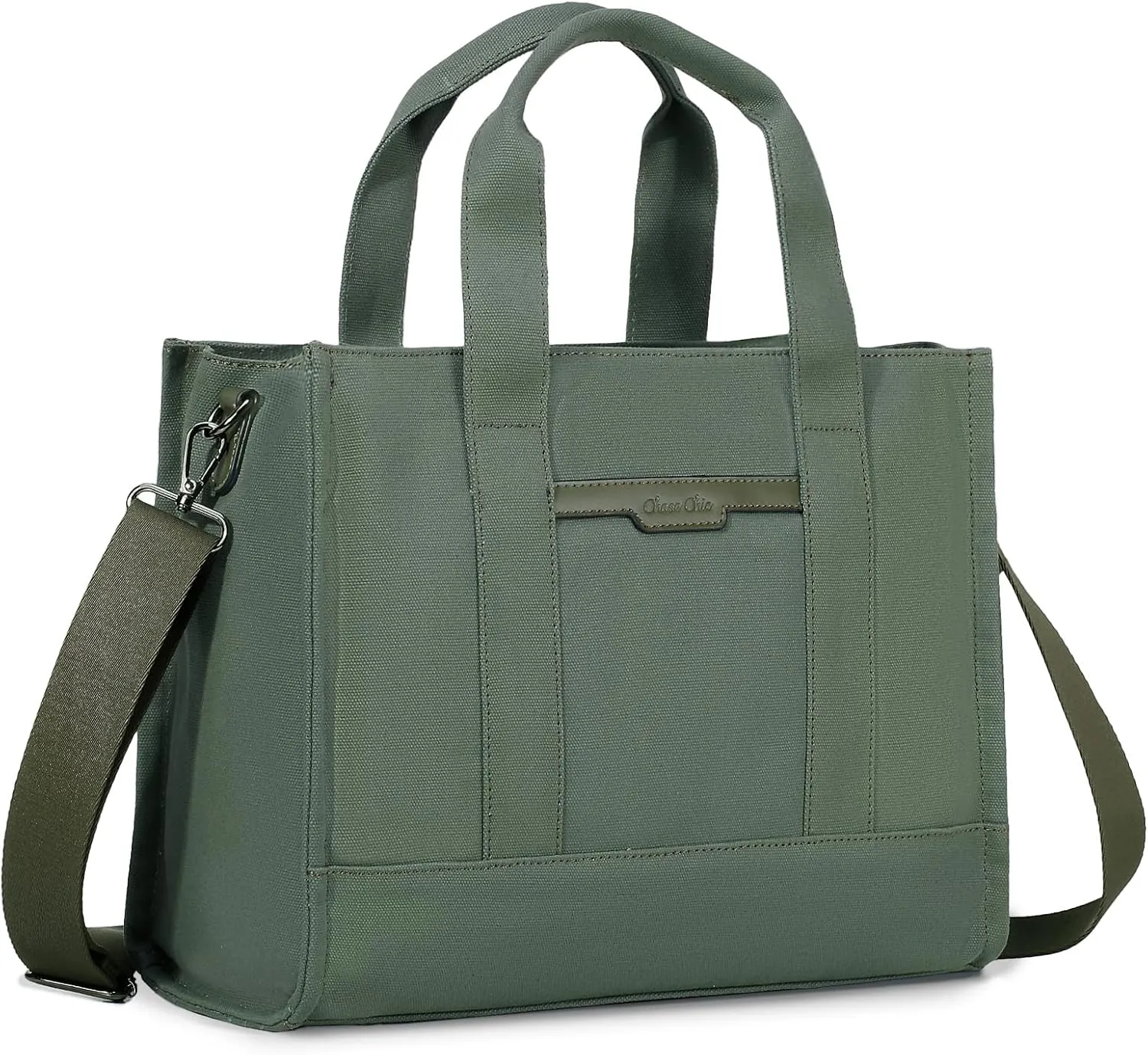 Chase Chic Canvas Tote Bag with Zipper for Women, Multi Pocket Shoulder Crossbody Handbag Bag with Compartments for Work