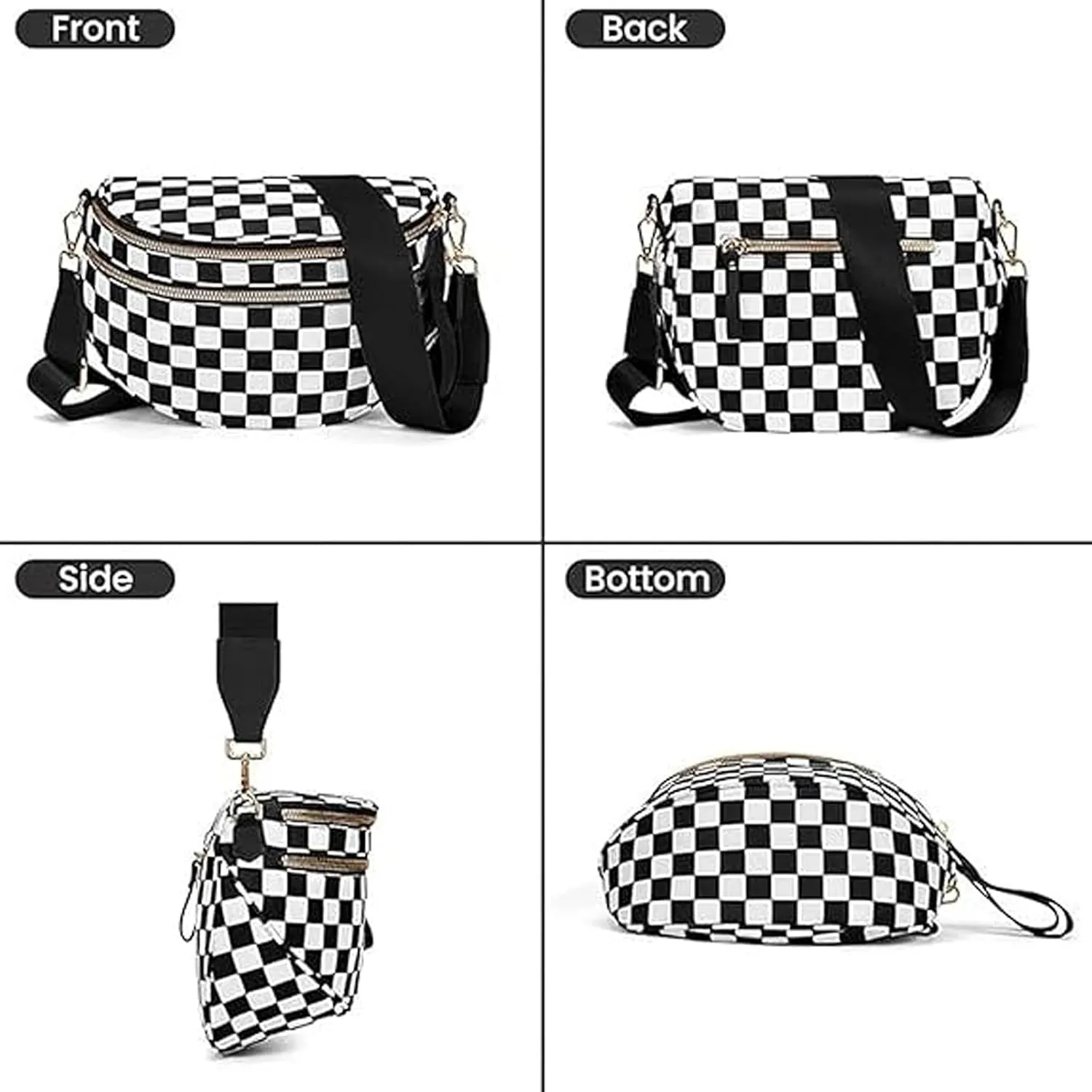 Checkered Cross Body Bag Women, 2025 New Nuvore Messenger, Women's Messenger Waist, Plaid Waist Bag