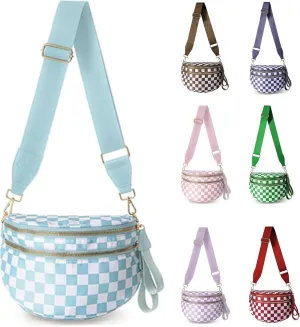 Checkered Cross Body Bag Women, 2025 New Nuvore Messenger, Women's Messenger Waist, Plaid Waist Bag