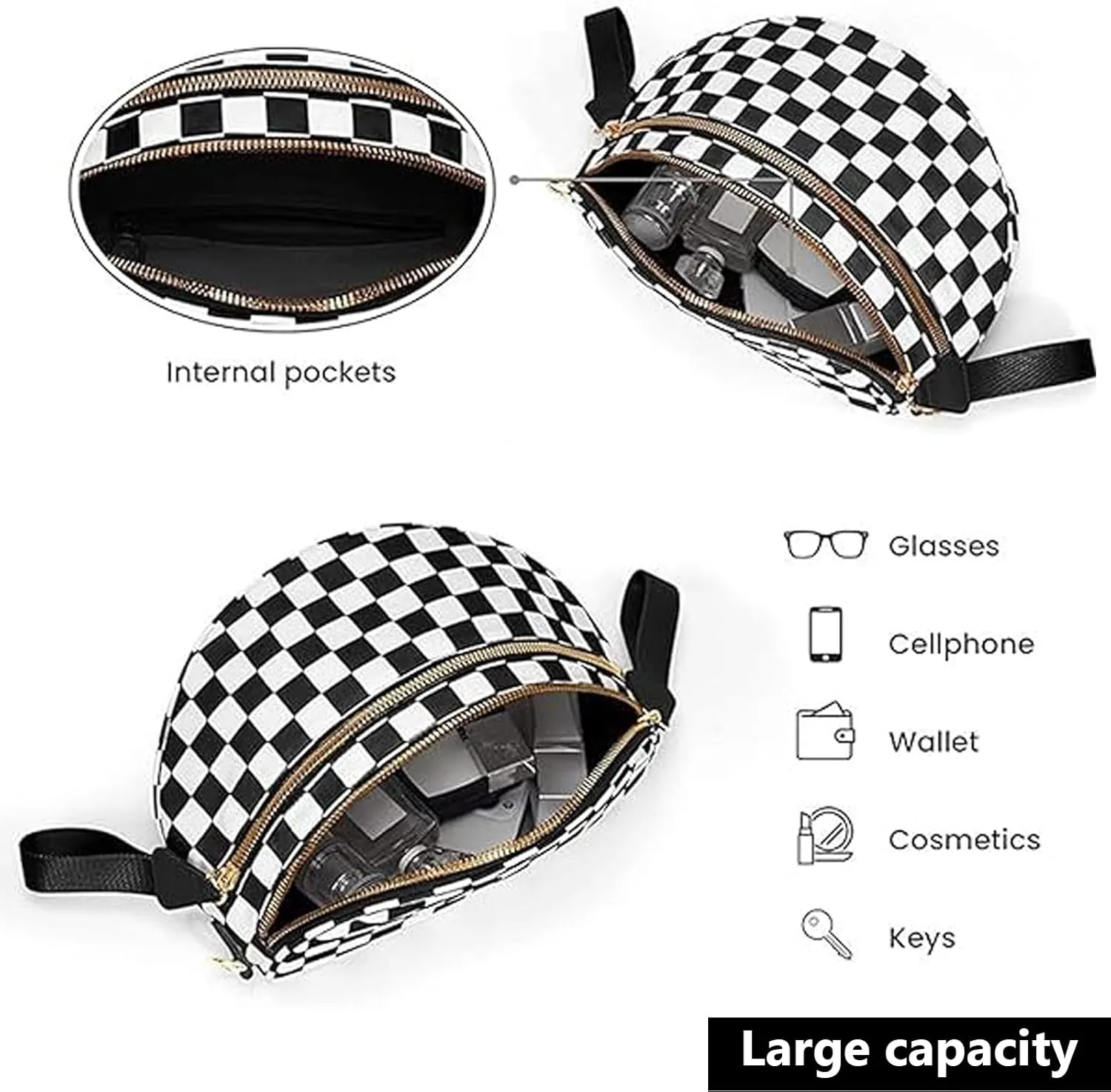 Checkered Cross Body Bag Women, 2025 New Nuvore Messenger, Women's Messenger Waist, Plaid Waist Bag