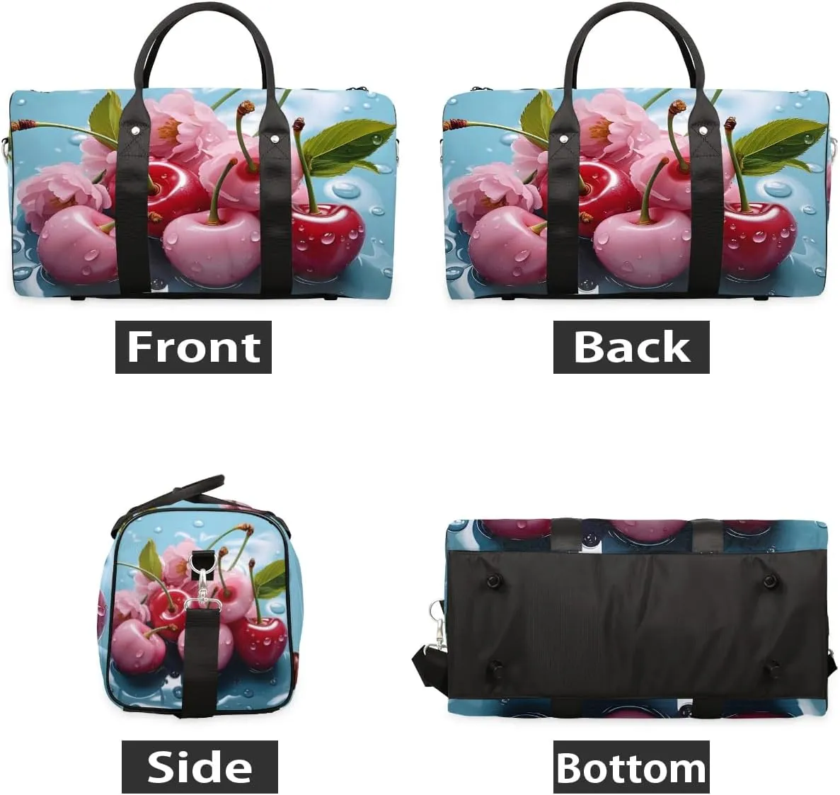 Cherry Travel Duffel Bag for Women Men Waterproof Foldable Overnight Weekender Bag Large Capacity Sports Gym Bag