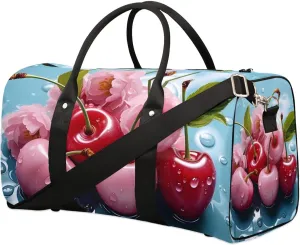 Cherry Travel Duffel Bag for Women Men Waterproof Foldable Overnight Weekender Bag Large Capacity Sports Gym Bag