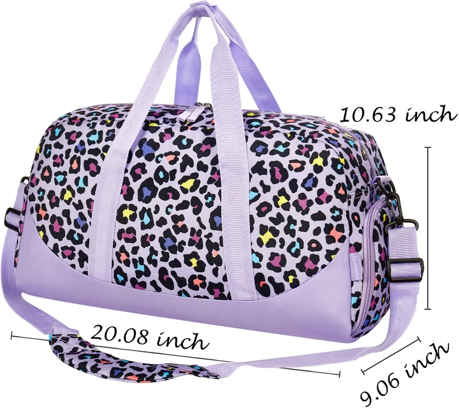 Choco Mocha Kids Duffle Bag Girls - Cheetah Weekender Overnight Bags for Girl Ages 9-12, Purple