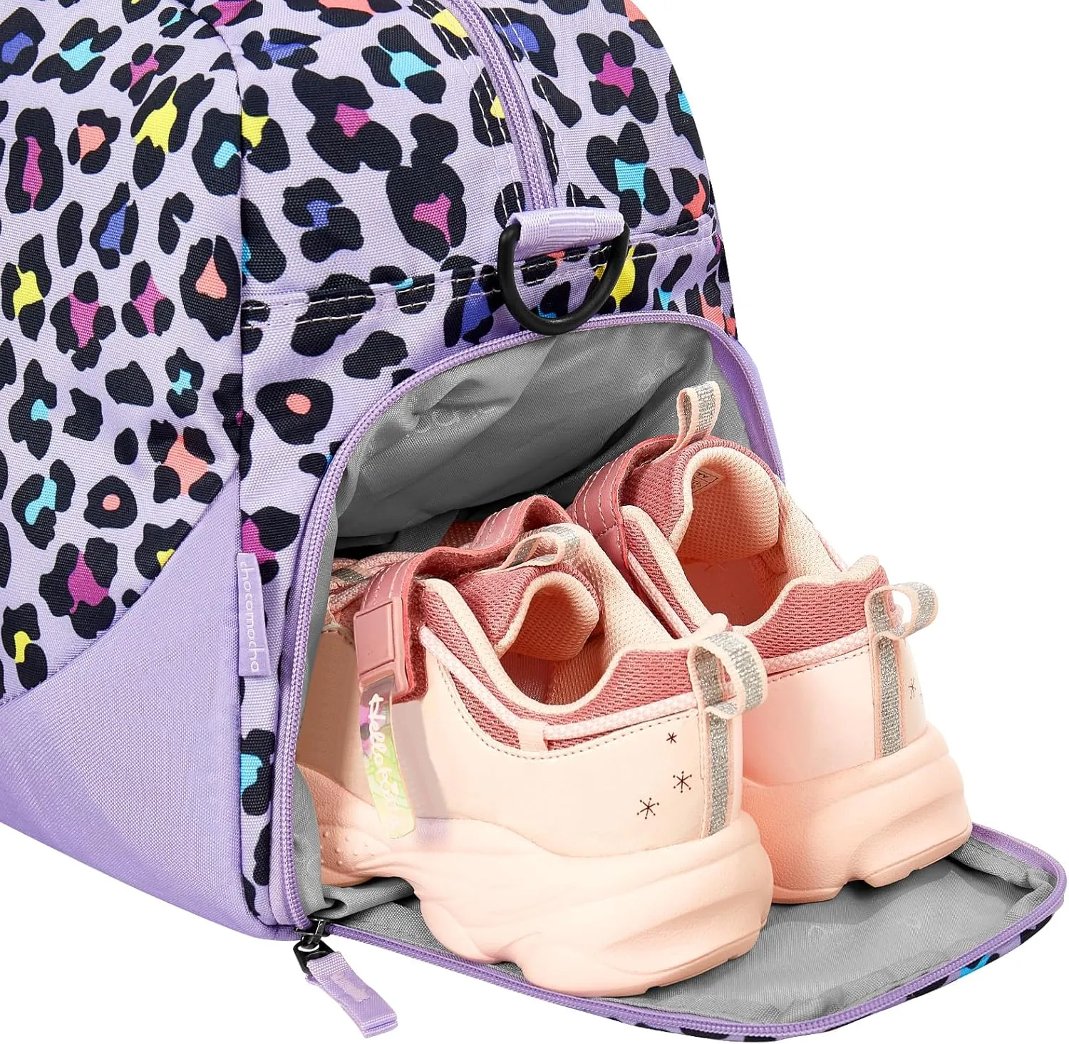 Choco Mocha Kids Duffle Bag Girls - Cheetah Weekender Overnight Bags for Girl Ages 9-12, Purple
