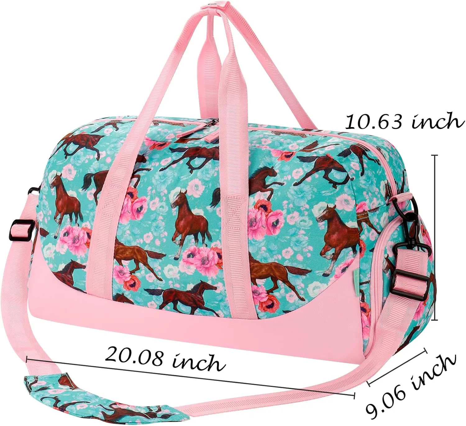 Choco Mocha Kids Duffle Bag Girls - Horse Weekender Overnight Bags for Girl Ages 9-12, Blue