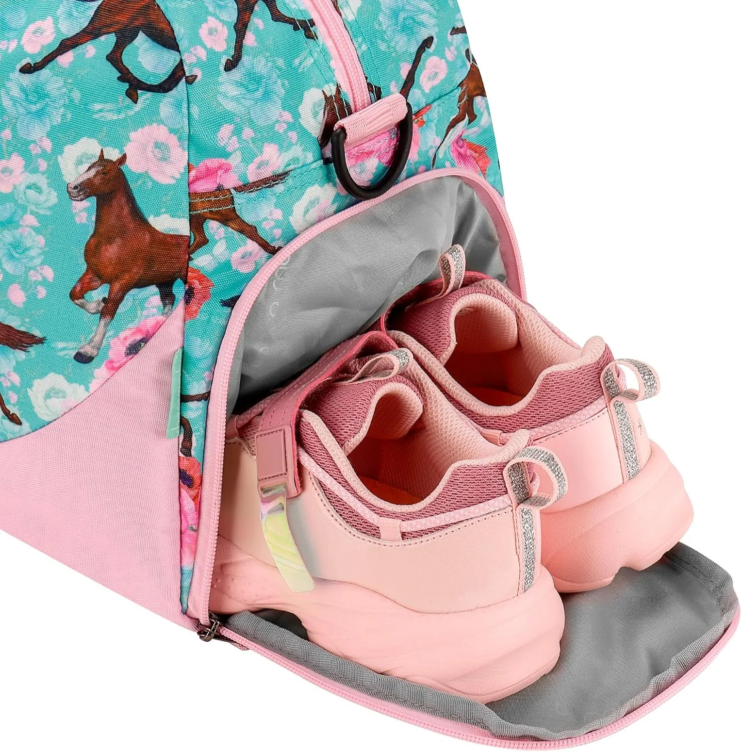 Choco Mocha Kids Duffle Bag Girls - Horse Weekender Overnight Bags for Girl Ages 9-12, Blue