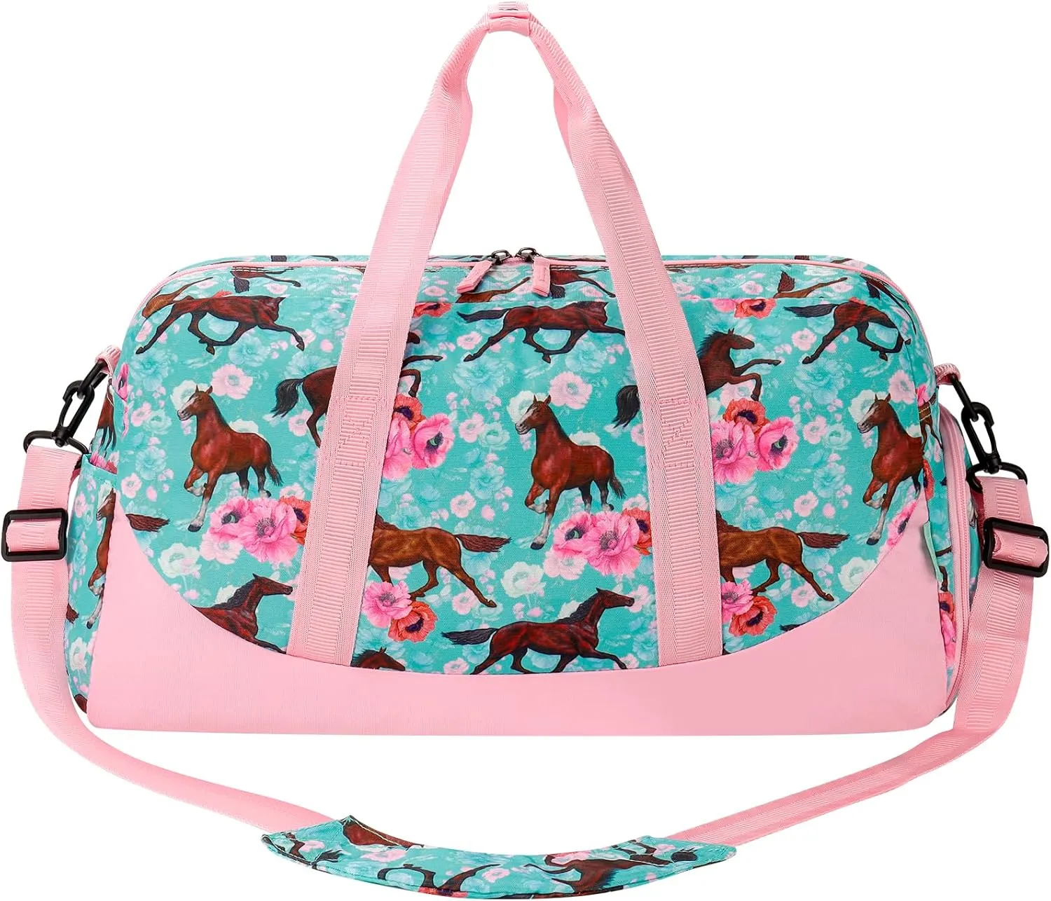 Choco Mocha Kids Duffle Bag Girls - Horse Weekender Overnight Bags for Girl Ages 9-12, Blue