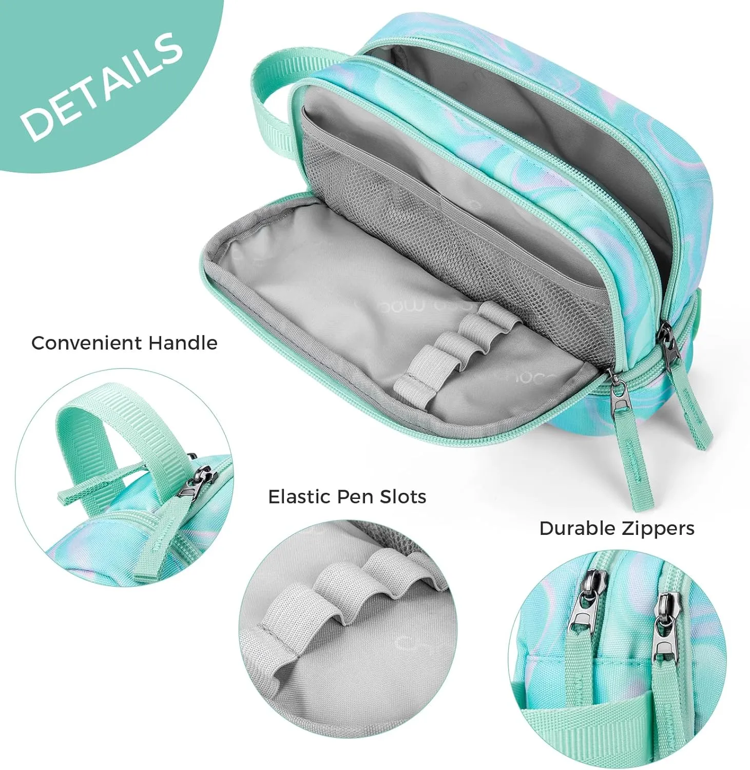 Choco Mocha Purple Pencil Case for Girls Kids, Soft Zipper Pencil Pouch for Teen Girls,Pencil Bag for Girls with 3 Compartments, CM2083-4