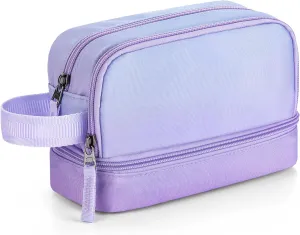 Choco Mocha Purple Pencil Case for Girls Kids, Soft Zipper Pencil Pouch for Teen Girls,Pencil Bag for Girls with 3 Compartments, CM2083-4