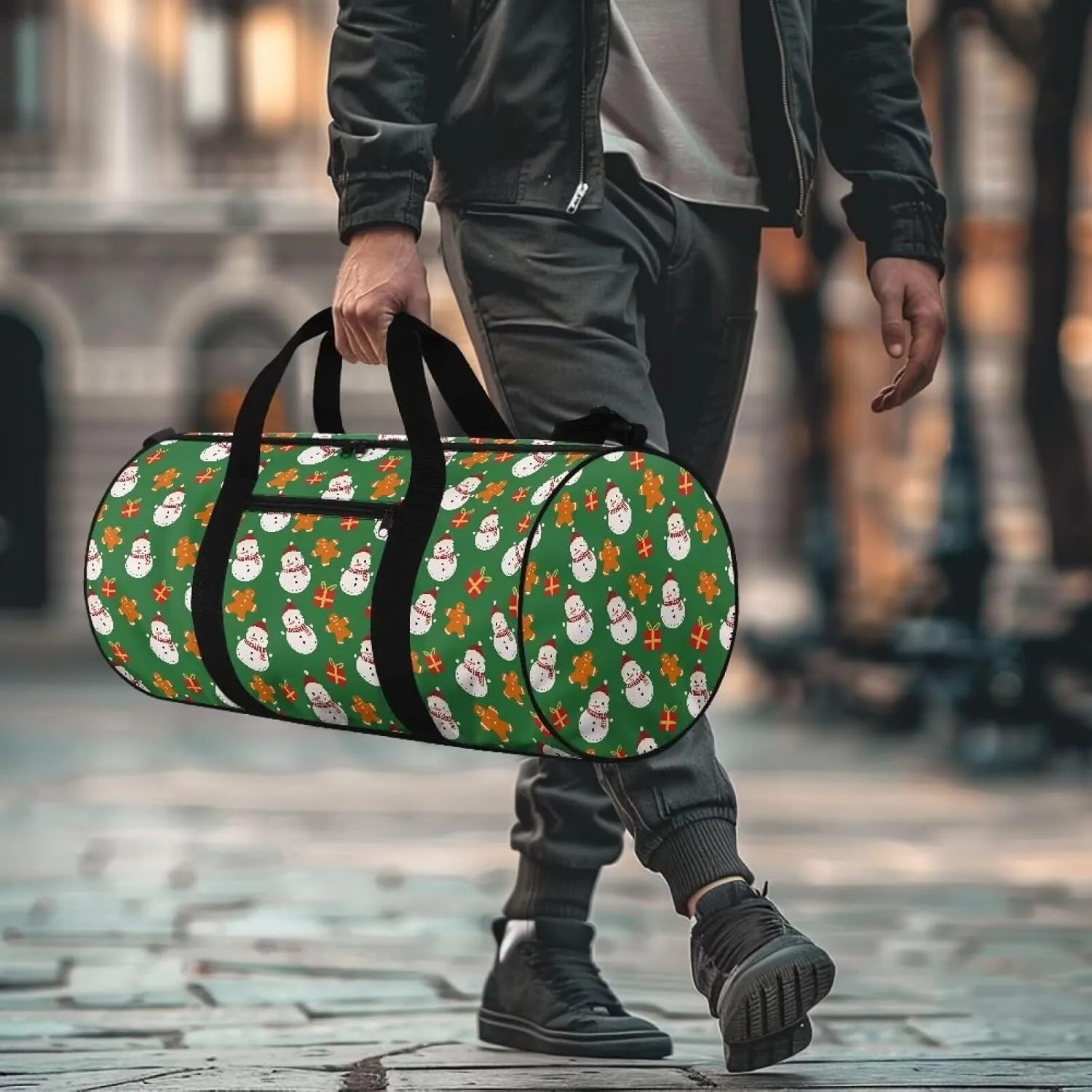 Christmas Travel Bag Cute Snowman Weekender Overnight Bag Waterproof Sports Duffel Bag Carry On Luggage Bag for Women Men Zipper Sports Equipment Organizer for Gym