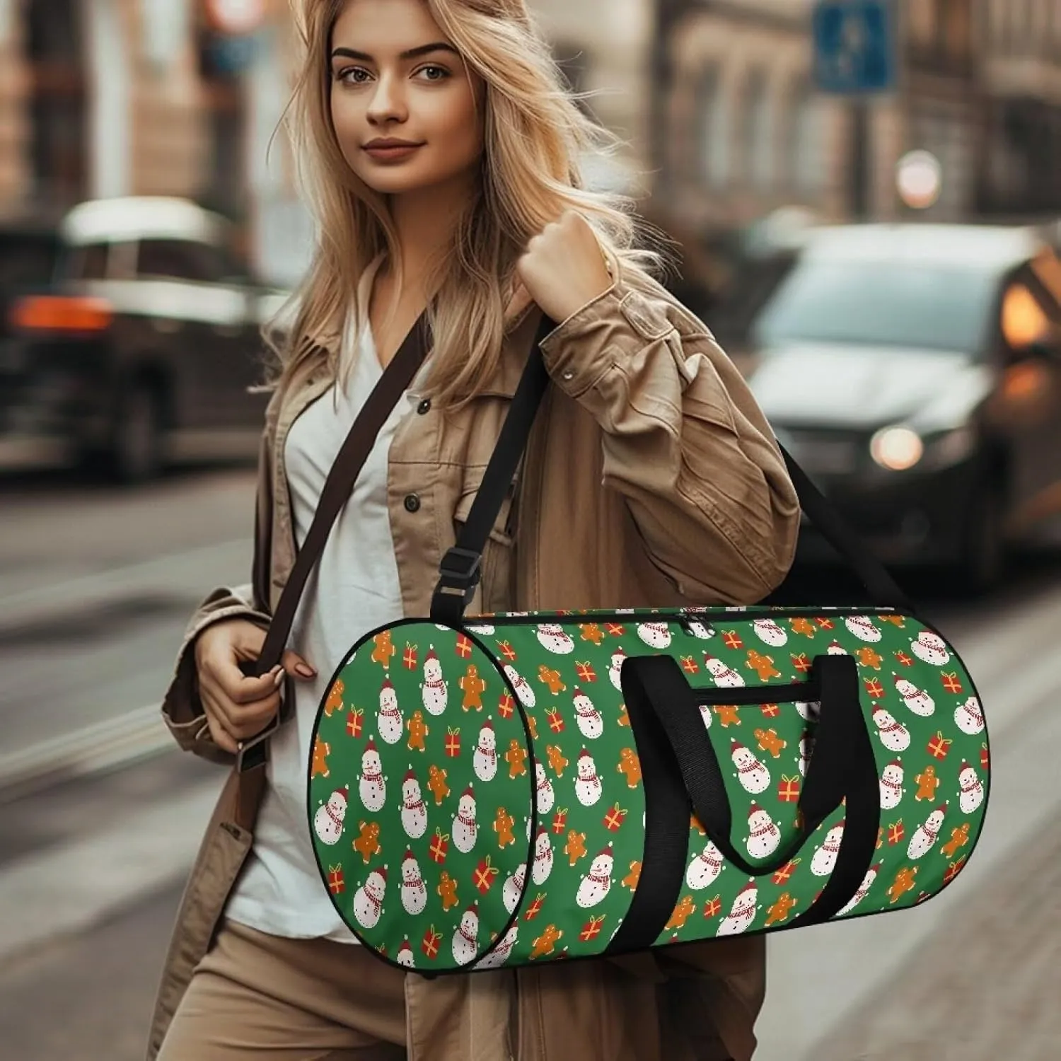 Christmas Travel Bag Cute Snowman Weekender Overnight Bag Waterproof Sports Duffel Bag Carry On Luggage Bag for Women Men Zipper Sports Equipment Organizer for Gym