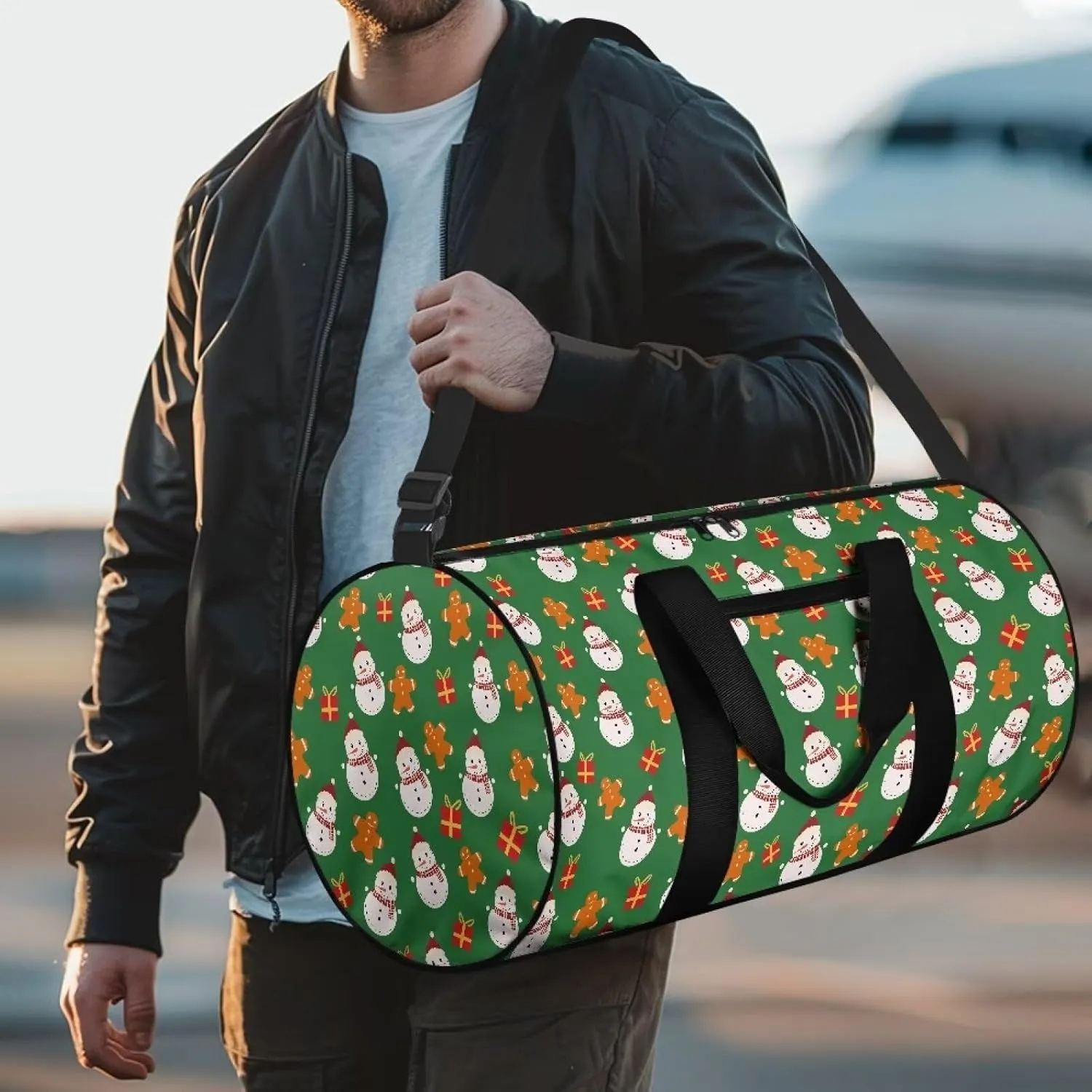 Christmas Travel Bag Cute Snowman Weekender Overnight Bag Waterproof Sports Duffel Bag Carry On Luggage Bag for Women Men Zipper Sports Equipment Organizer for Gym