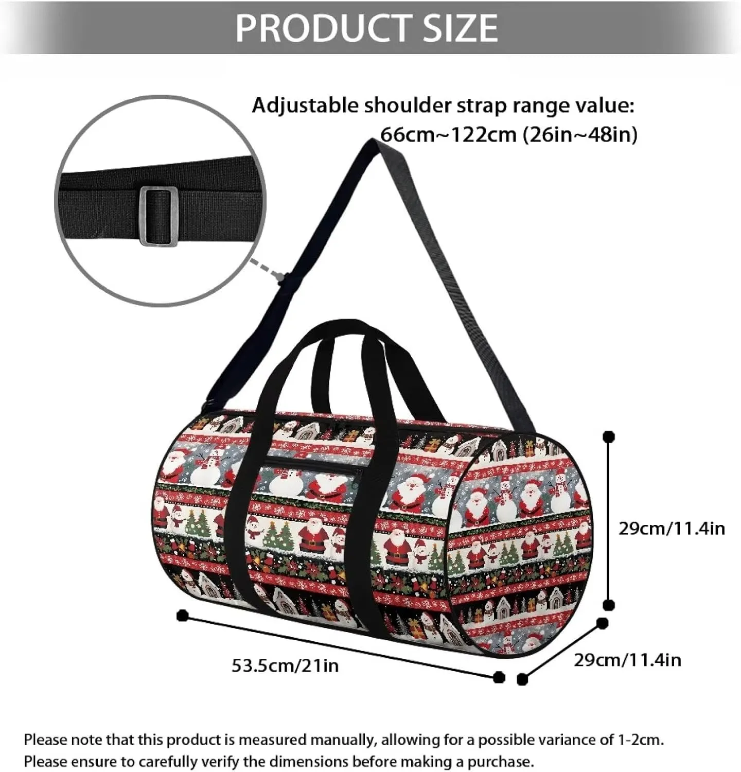 Christmas Travel Bag Weekender Overnight Bag Waterproof Sports Duffel Bag Carry On Luggage Bag for Women Men Zipper Sports Equipment Organizer for Gym Sports Yoga Bag