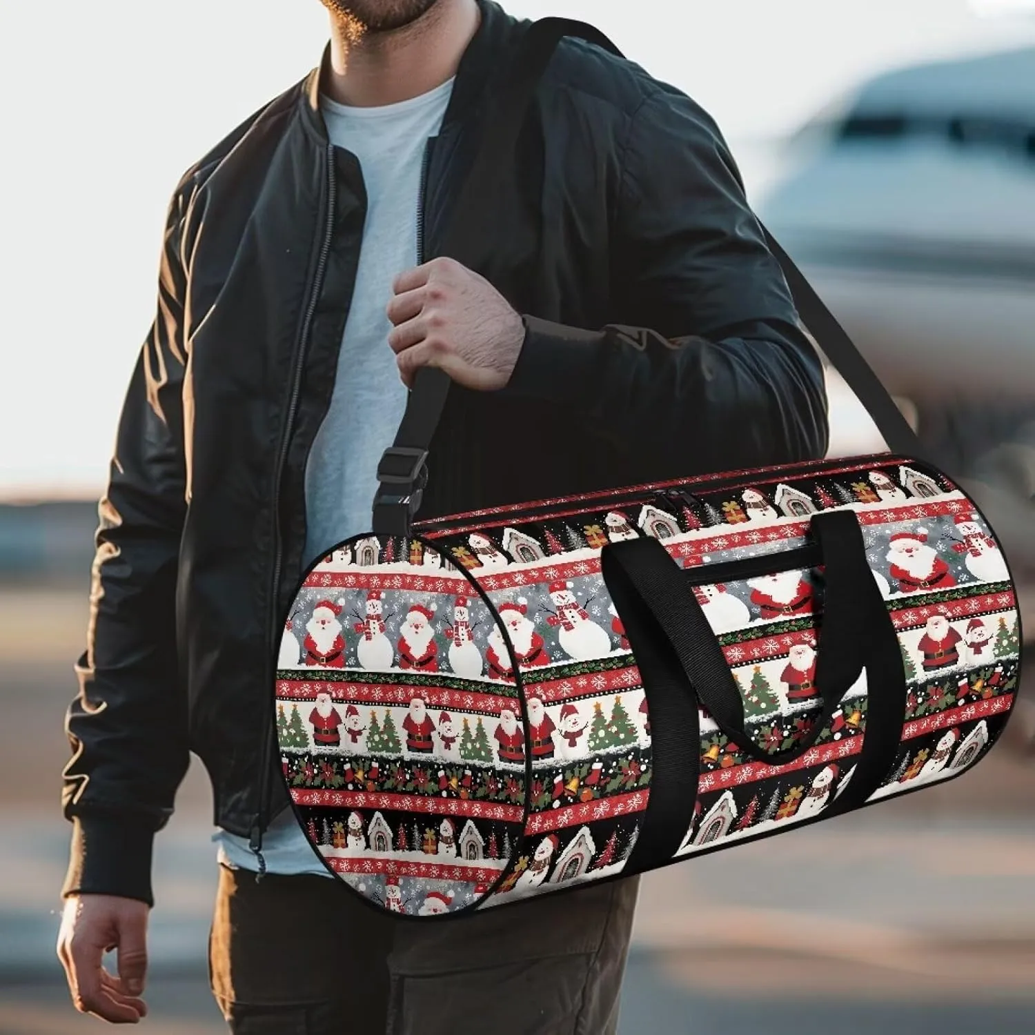Christmas Travel Bag Weekender Overnight Bag Waterproof Sports Duffel Bag Carry On Luggage Bag for Women Men Zipper Sports Equipment Organizer for Gym Sports Yoga Bag