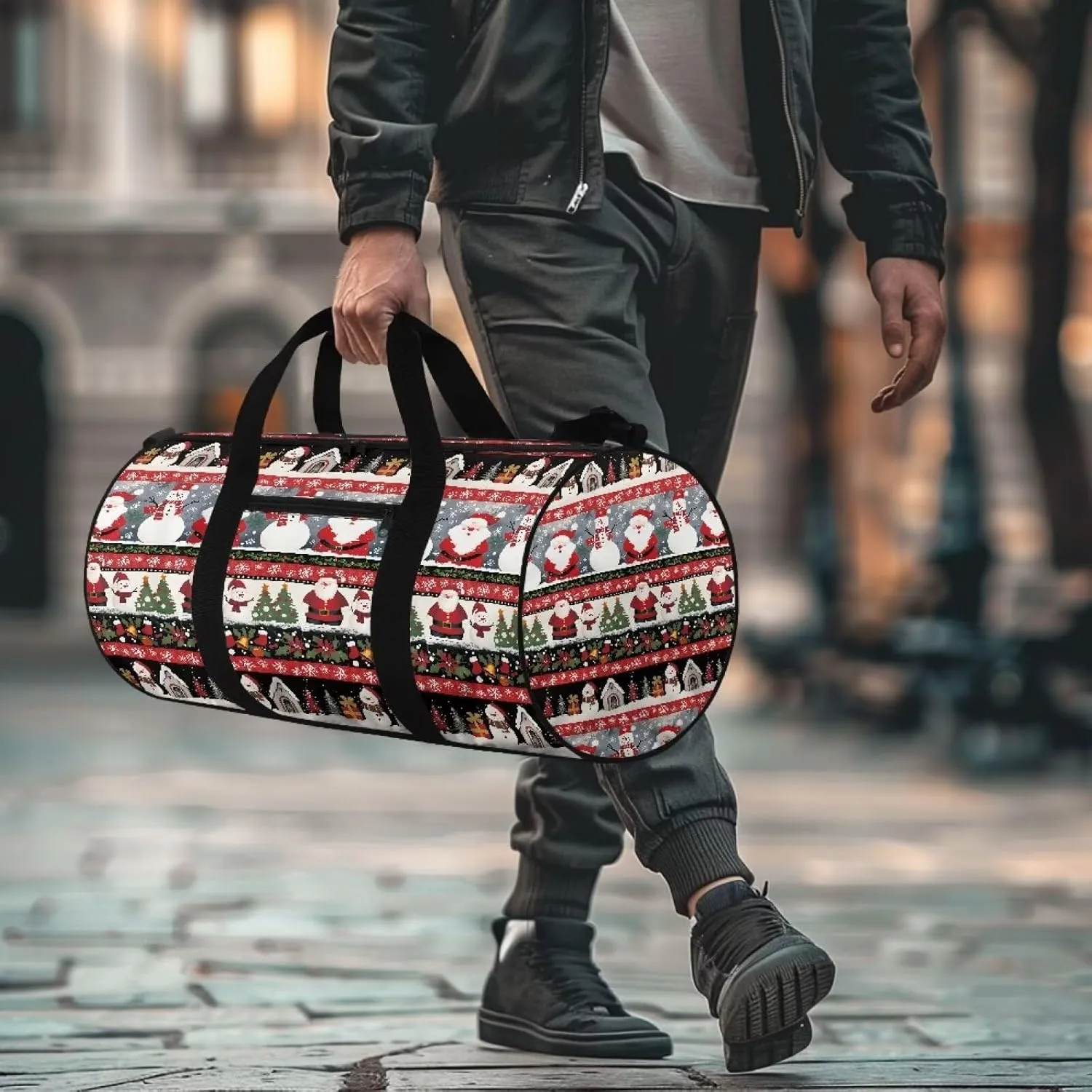 Christmas Travel Bag Weekender Overnight Bag Waterproof Sports Duffel Bag Carry On Luggage Bag for Women Men Zipper Sports Equipment Organizer for Gym Sports Yoga Bag