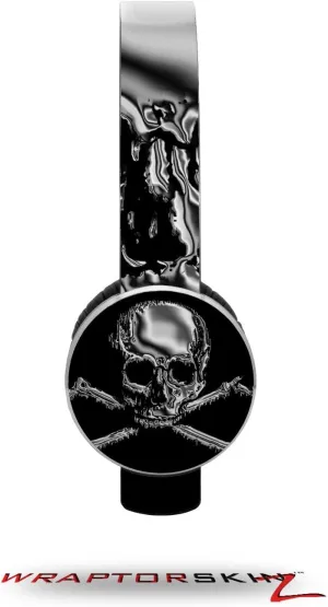 Chrome Skull on Black Decal Style Skin (fits Sol Republic Tracks Headphones - Headphones NOT Included)