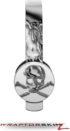 Chrome Skull on White Decal Style Skin (fits Sol Republic Tracks Headphones - Headphones NOT Included)