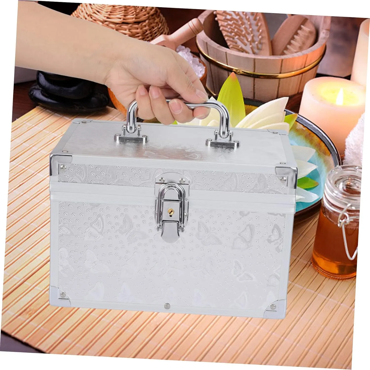 Ciieeo 1pc Pedicure Kit Makeup Train Case Cosmetic Train Case Jewelry Organizer Clear Pedicure Storage Case Portable Toolbox Manicure Supplies Case Metal Cosmetic Bag Travel Make up