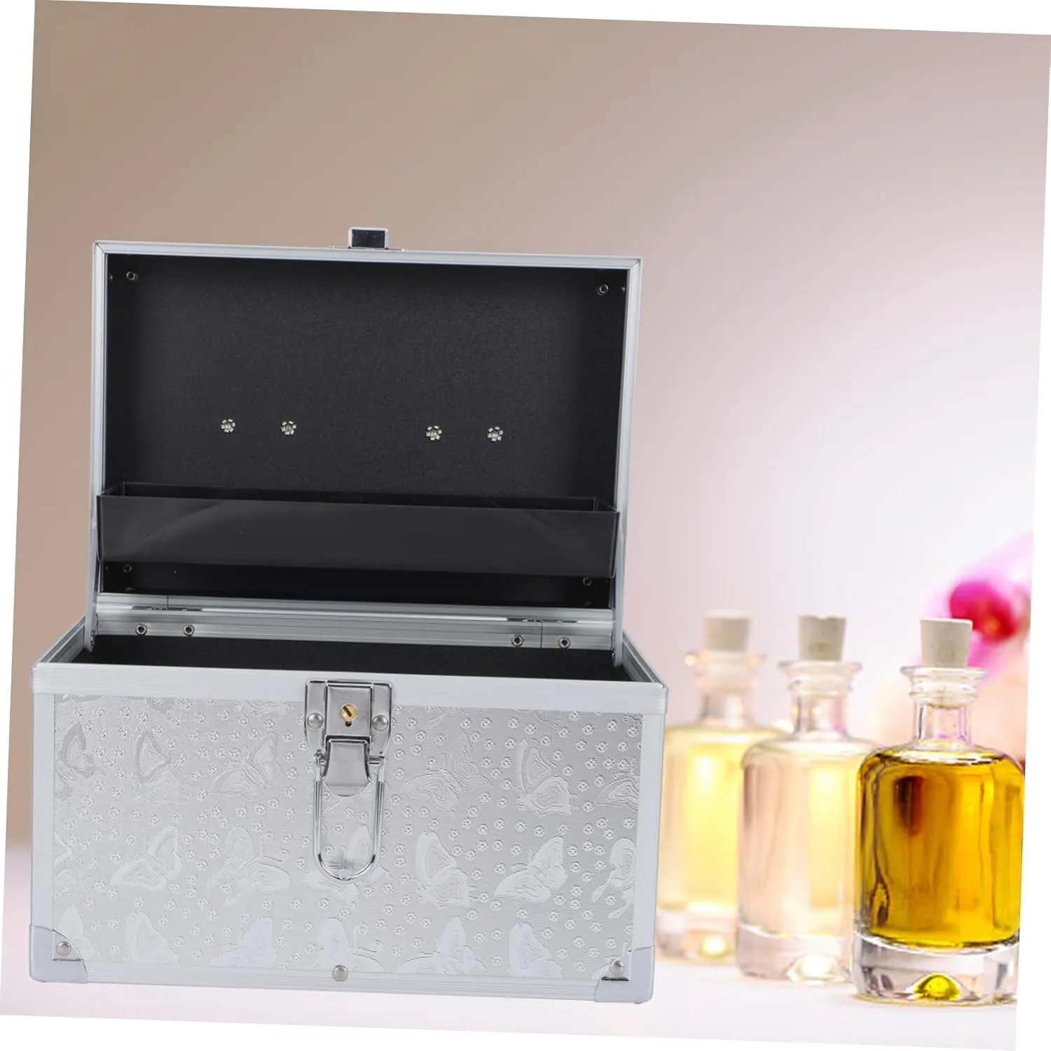 Ciieeo 1pc Pedicure Kit Makeup Train Case Cosmetic Train Case Jewelry Organizer Clear Pedicure Storage Case Portable Toolbox Manicure Supplies Case Metal Cosmetic Bag Travel Make up