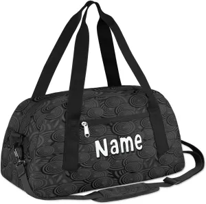 Circle Concentric Personalized Kids Duffle Custom Duffel Bag for Little Girls Boys Overnight Bag Mini Gym Duffle Bag 18.5 Inch Black Weekender Bag for Kids Travel Sport Duffle Bag