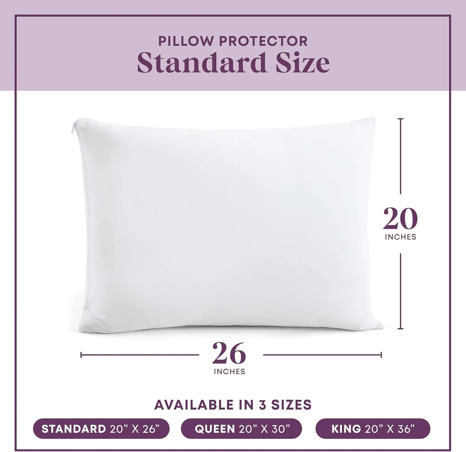 CirclesHome Pillow Protectors 4 Pack Standard Zippered - 100% Cotton Breathable Pillowcases - Protects Pillows from Dirt, Dust and Debris (Standard - Set of 4 - 20x26)