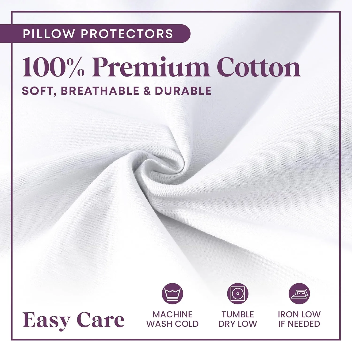CirclesHome Pillow Protectors 4 Pack Standard Zippered - 100% Cotton Breathable Pillowcases - Protects Pillows from Dirt, Dust and Debris (Standard - Set of 4 - 20x26)