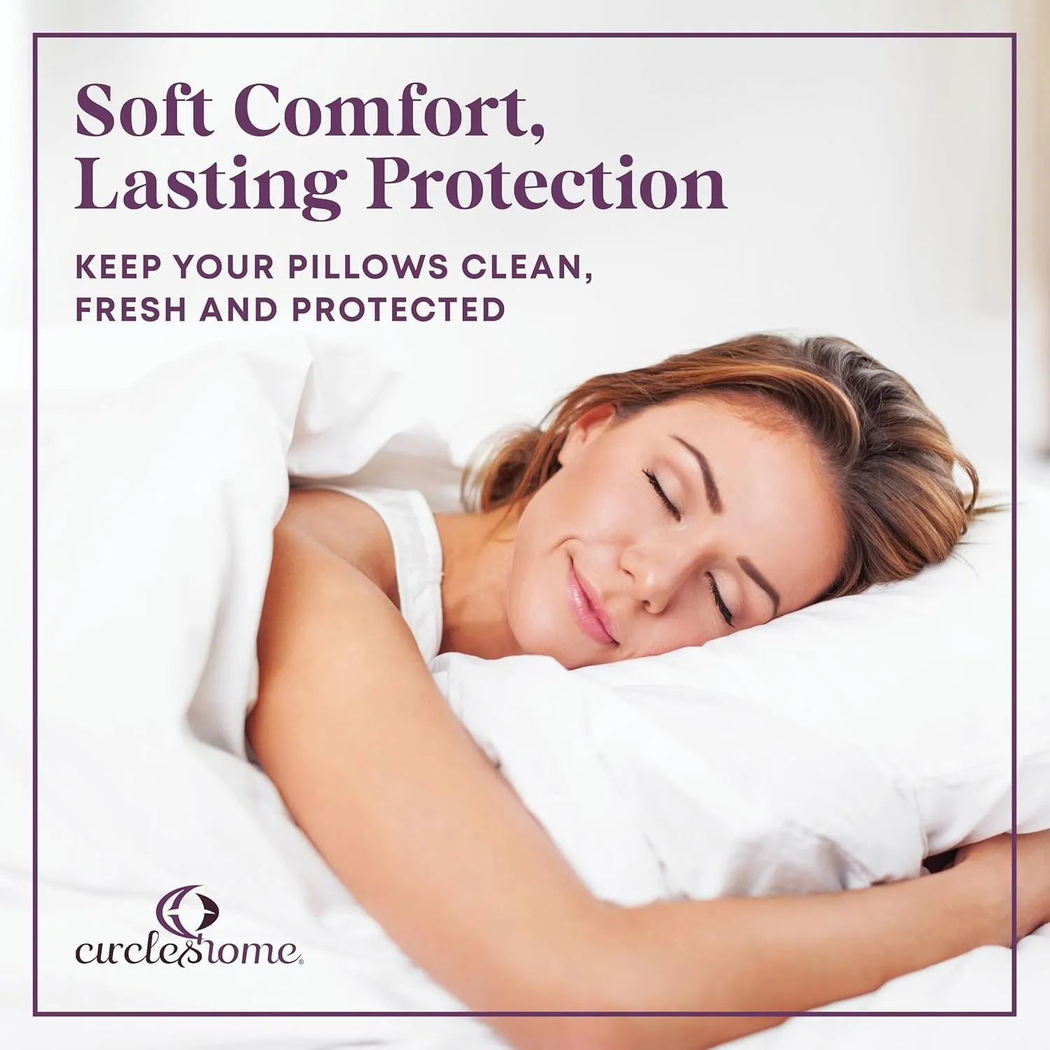 CirclesHome Pillow Protectors 4 Pack Standard Zippered - 100% Cotton Breathable Pillowcases - Protects Pillows from Dirt, Dust and Debris (Standard - Set of 4 - 20x26)