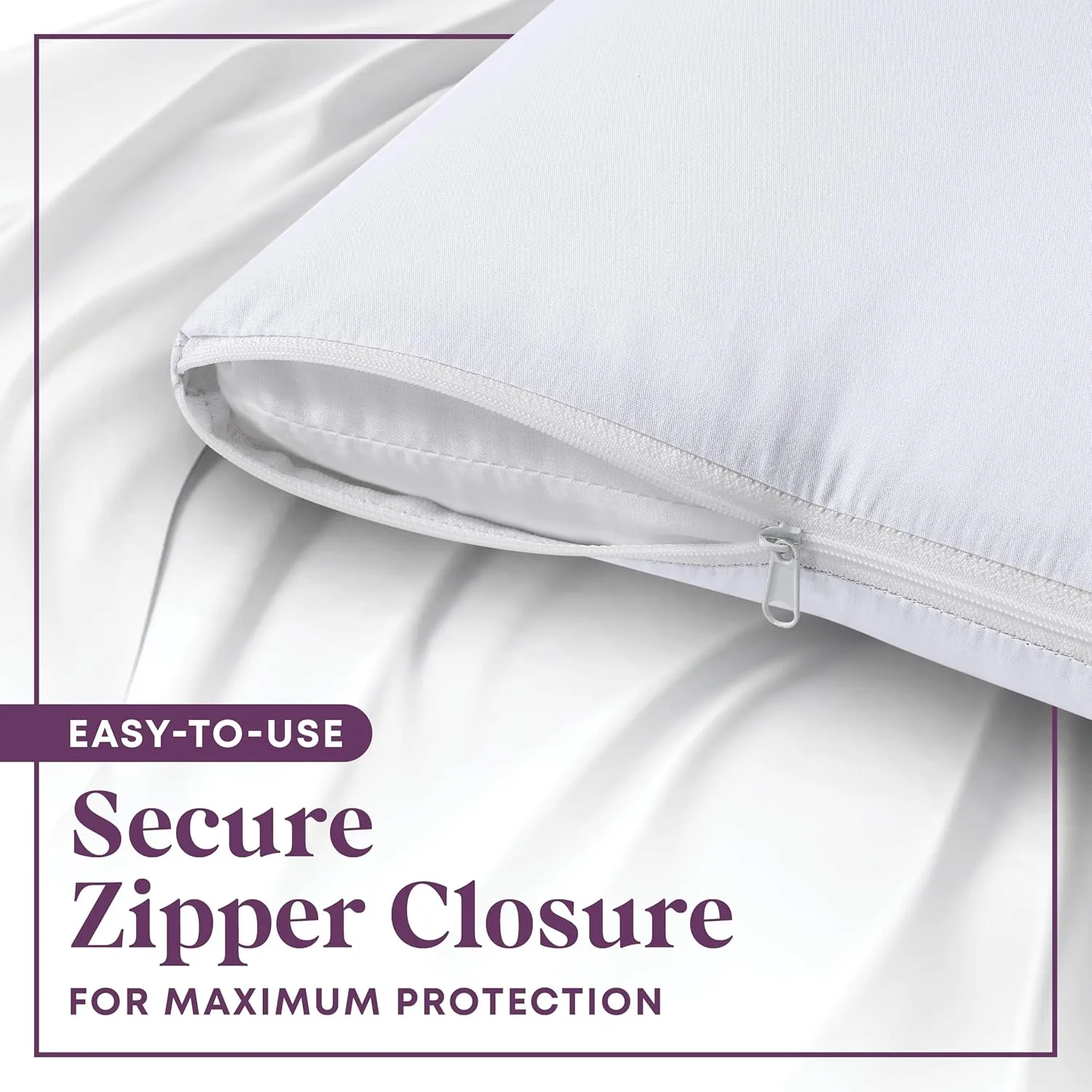 CirclesHome Pillow Protectors 4 Pack Standard Zippered - 100% Cotton Breathable Pillowcases - Protects Pillows from Dirt, Dust and Debris (Standard - Set of 4 - 20x26)