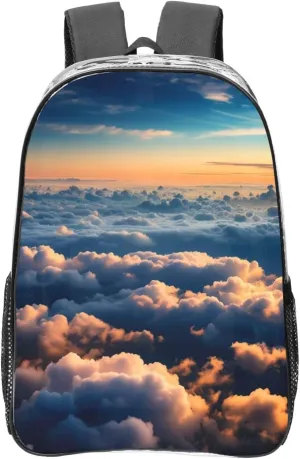 Clear Backpack Heavy Duty PVC Transparent Backpack Large Clear Bag for Travel, Work, Concert, Melodic Skies Print 16"