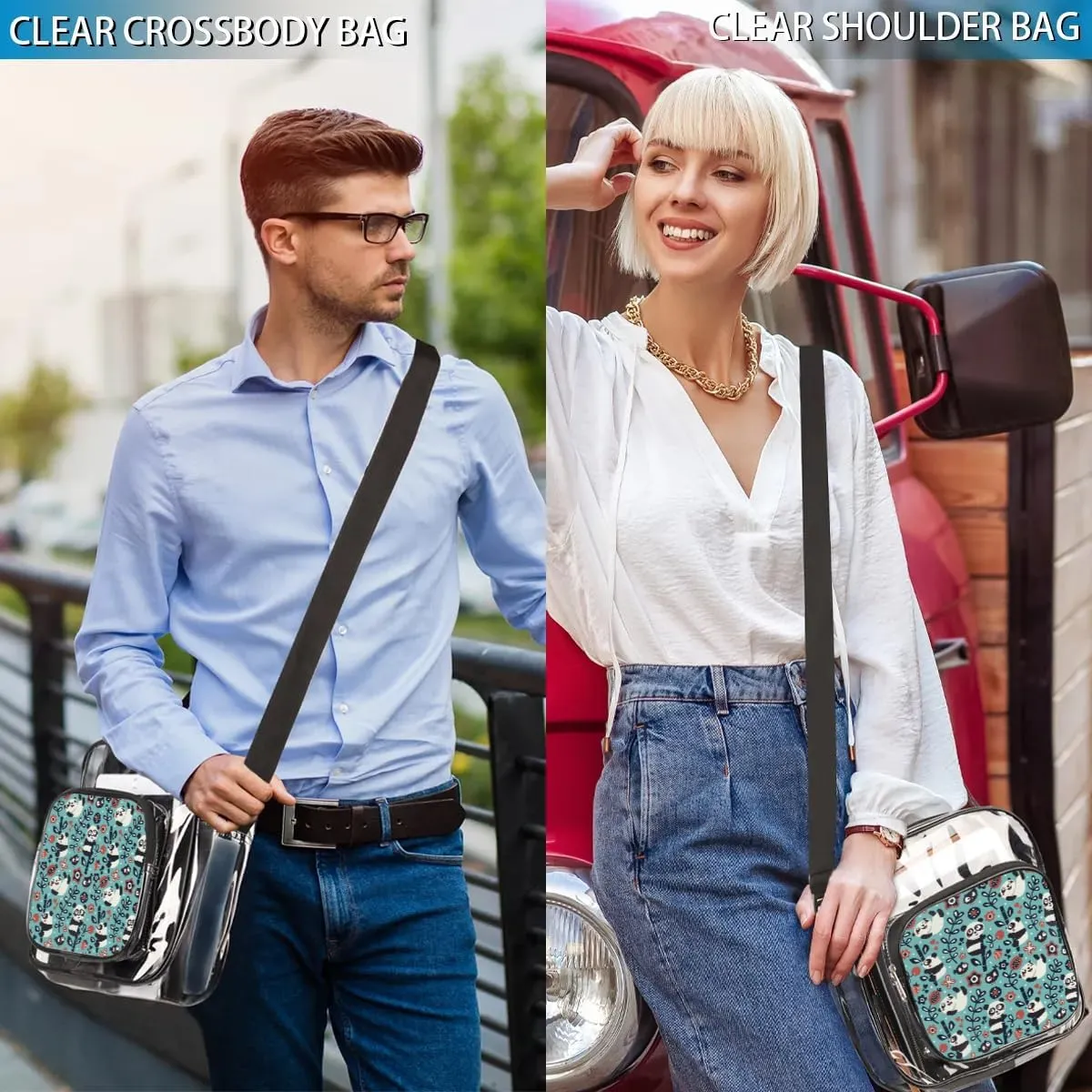 Clear Crossbody Bag Stadium Approved for Women and Men Transparent Messenger Shoulder Bag Clear Purse Bag
