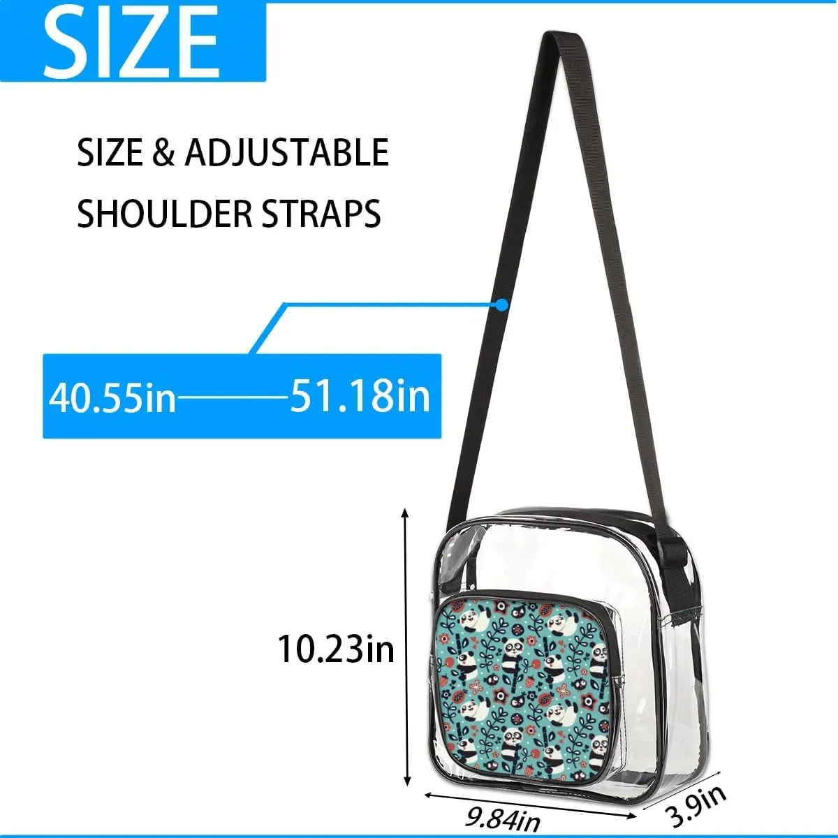 Clear Crossbody Bag Stadium Approved for Women and Men Transparent Messenger Shoulder Bag Clear Purse Bag