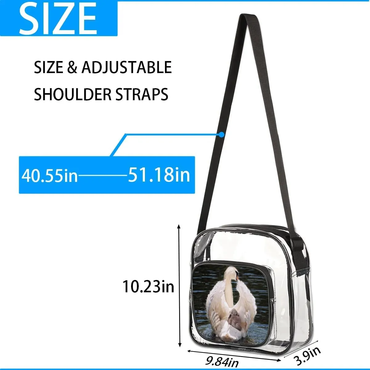 Clear Crossbody Bag Stadium Approved for Women and Men Transparent Messenger Shoulder Bag Clear Purse Bag